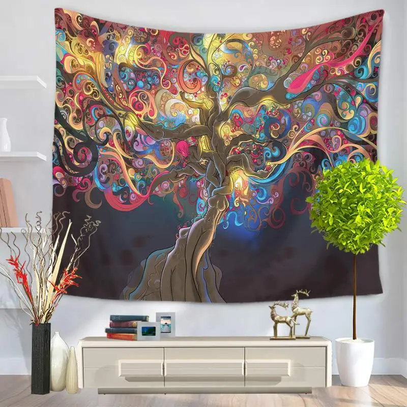 Abstract Human Trees Tapestry Wall Hanging Oil Painting Boho Home Decor Fabric Camping Blankets Beach Towels | Дом и сад