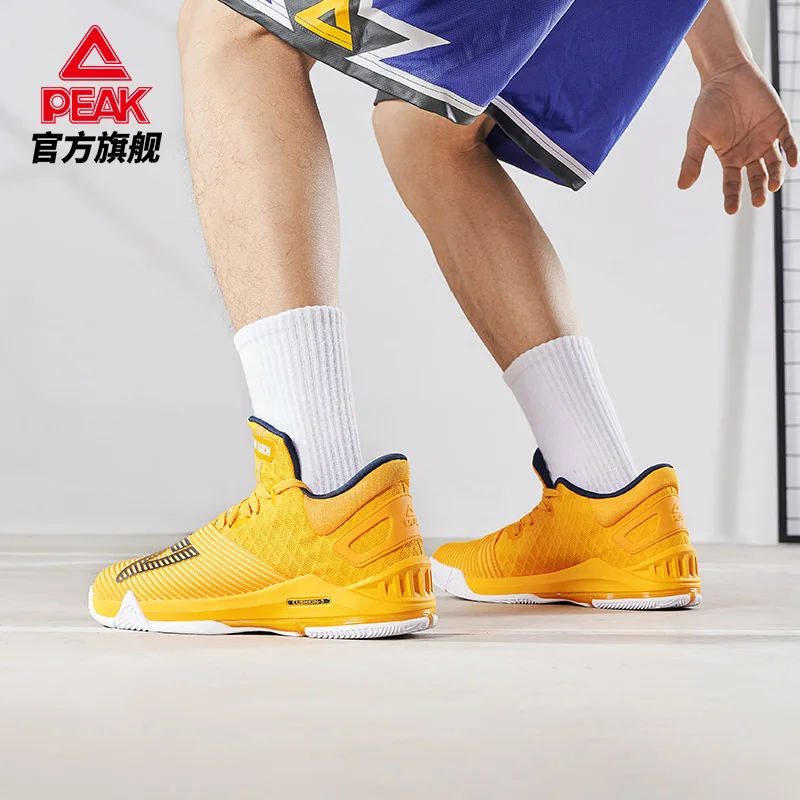

Peak triangle basketball shoes 2021 winter new low top wear-resistant student practical shoes yellow sneakers