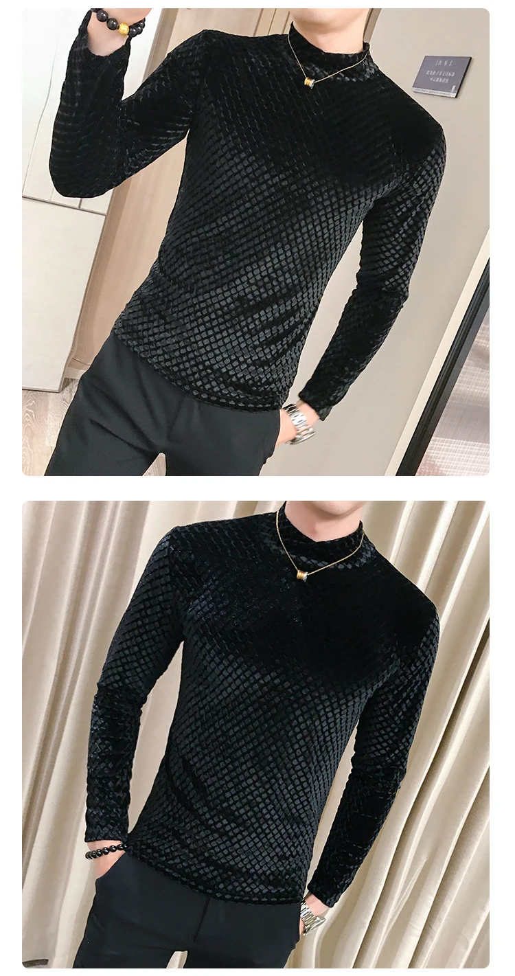 Забавная Мужская футболка осень с длинным рукавом мужские футболки облегающая Повседневная водолазка зимняя теплая уличная футболка Homme 3XL-M
