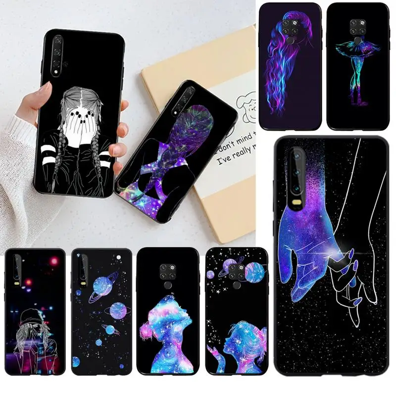 Чехол для телефона HPCHCJHM Neon girl чехол Huawei P40 P30 P20 lite Pro Mate 20 P Smart 2019 prime|Бамперы| |