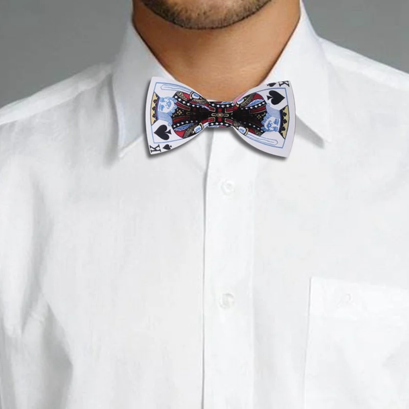 

Fashion Graffiti Painting Wood Elegant Gentleman Bow Ties Wedding Bow Ties Wooden Unique Tie for Man poker