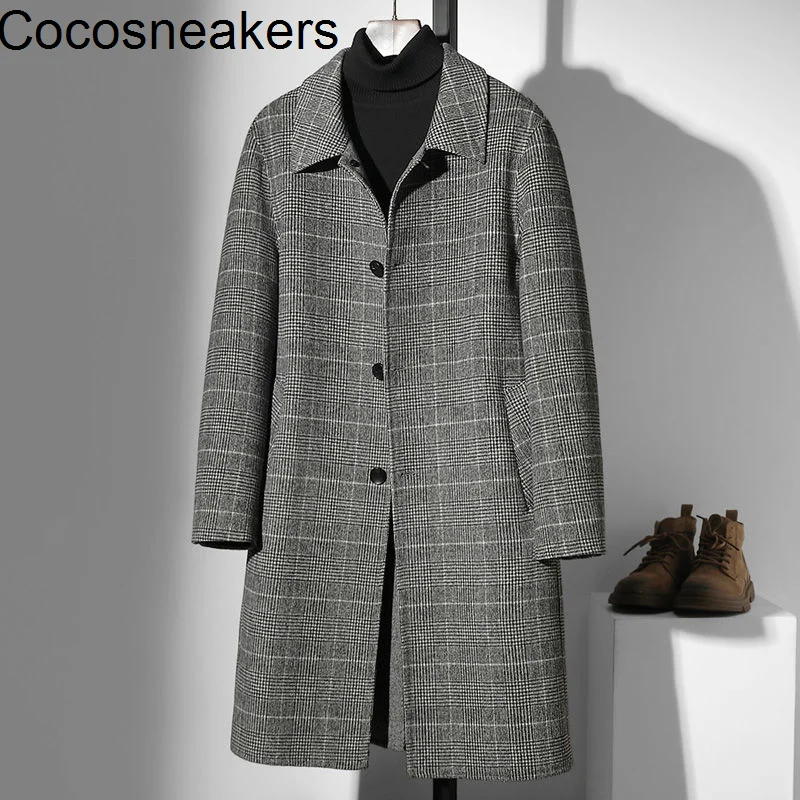 

simple autumn winter woolen overcoat double-sided tweed medium long business coat