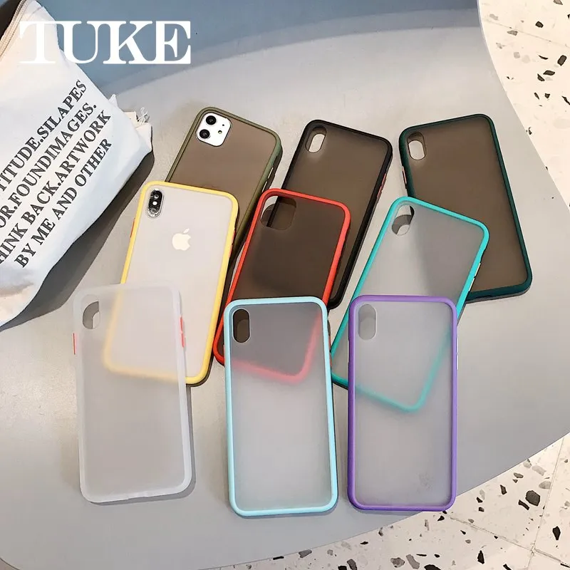 Matte Frosted Phone case for OPPO A1K A7 A5S AX7 A9 F11 K3 Semi Transparent TPU Frame Realme C2 X | Мобильные телефоны и