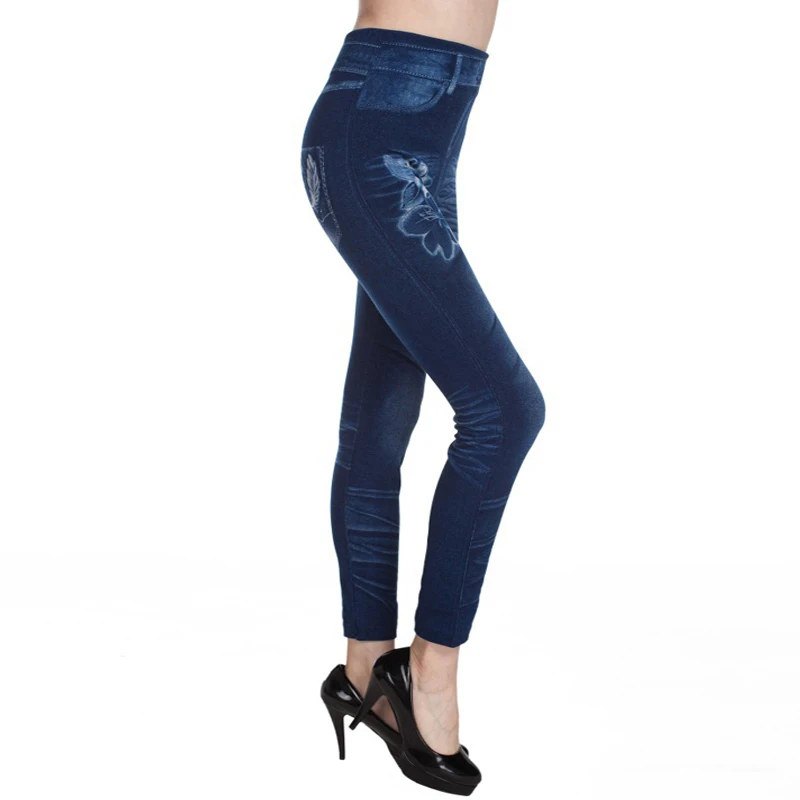 Printing Jeggings Female Seamless Leggings Jeans Elastic High Waist Women Slim Denim Pants Push Up Sexy Leggins Girls Autumn