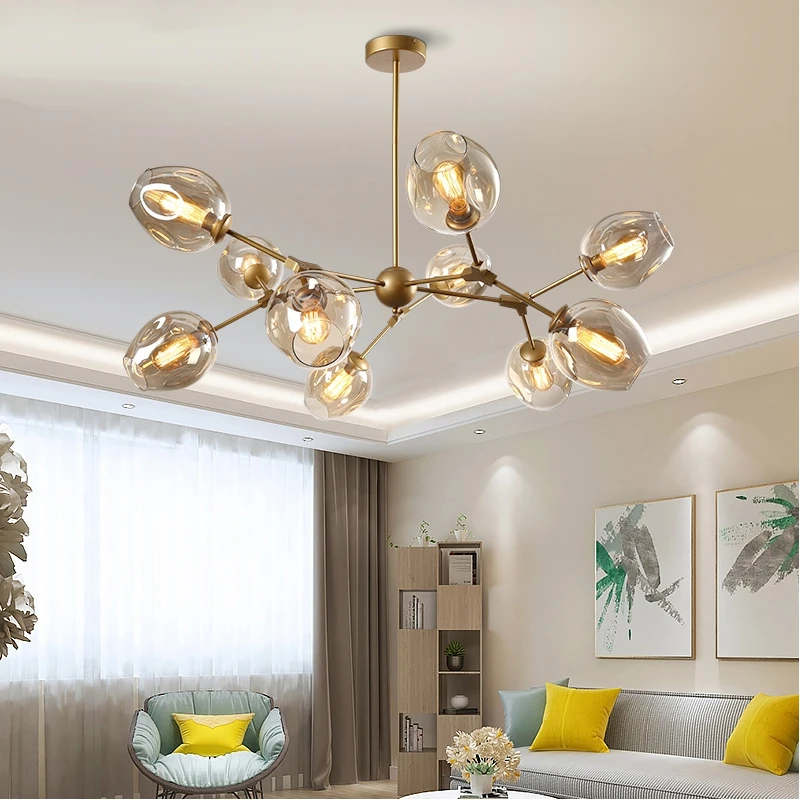 Современные светодиодные люстры стеклянный подвесной светильник столовая