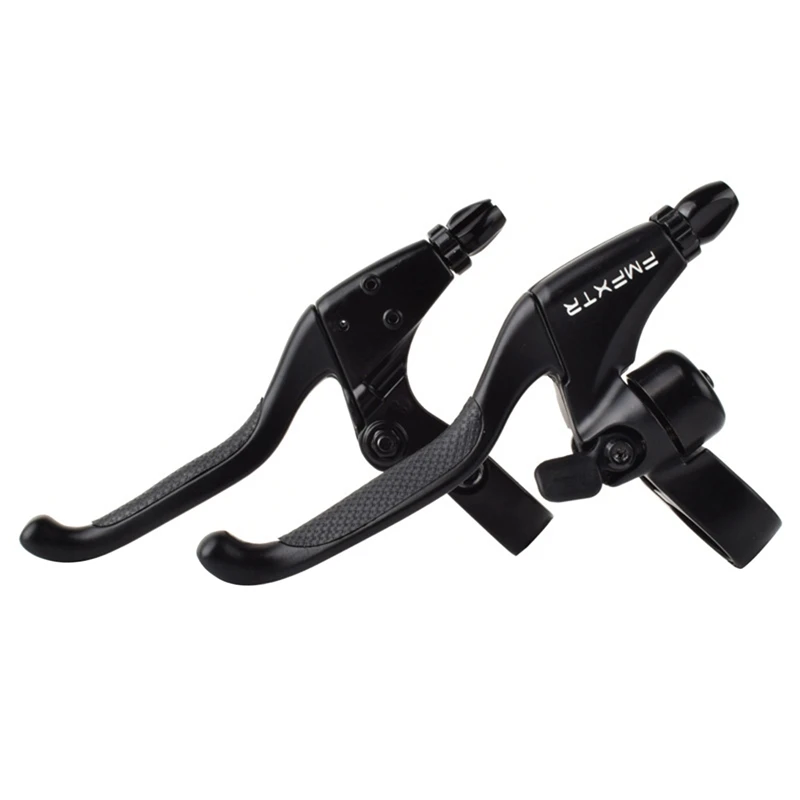 

FMFXTR 1Pair Super Loud Aluminum Bicycle Brake Handle with Bell Mountain Bike General Wire Pull Brake Accessories