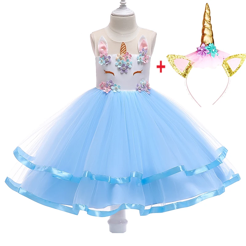 Комплект из 3 предметов платье с единорогом на Рождество день рождения косплей