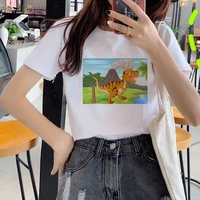 women top tshirt cartoon dinosaur theme printed tops tee summer female t shirt short sleeve for women clothing ulzzang harajuku