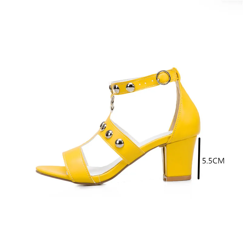 Модные желтые черные сандалии YQBTDL на высоком блочном каблуке женские босоножки с