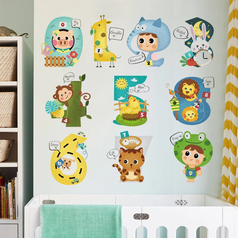 

Cartoon Kawaii Animal Wall Stickers Home Decor for Kids Nursery Room Living Room Wall Decoration DIY Vinyl Wallpaper Art Decals