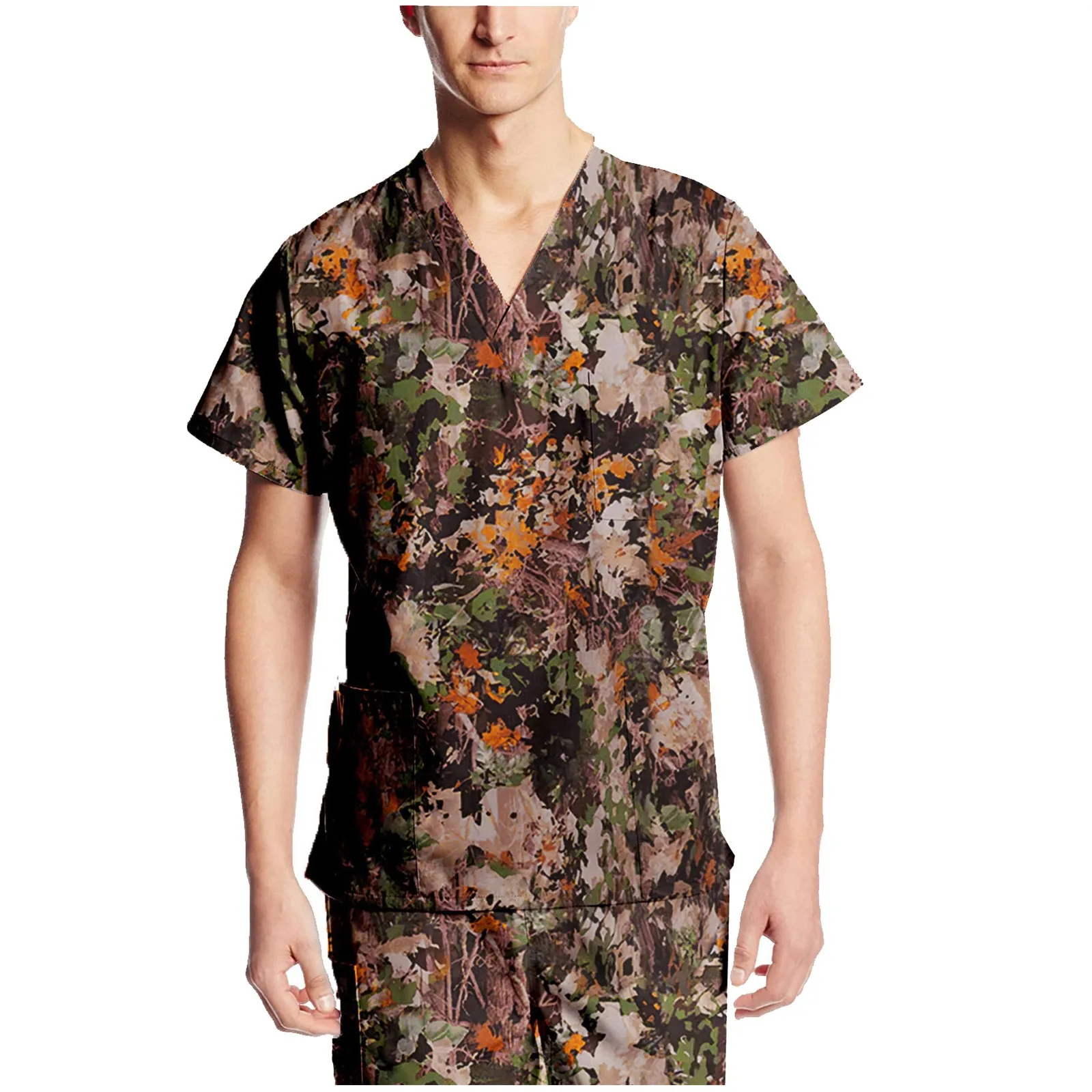 Для мужчин v образным вырезом скрабы Топы опыт тер мягкая оболочка набор камуфляж