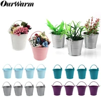 ourwarm 25pcs mini metal pail tins bucket pots sweet tree plant candy gift box for baby shower wedding party favors gift boxes