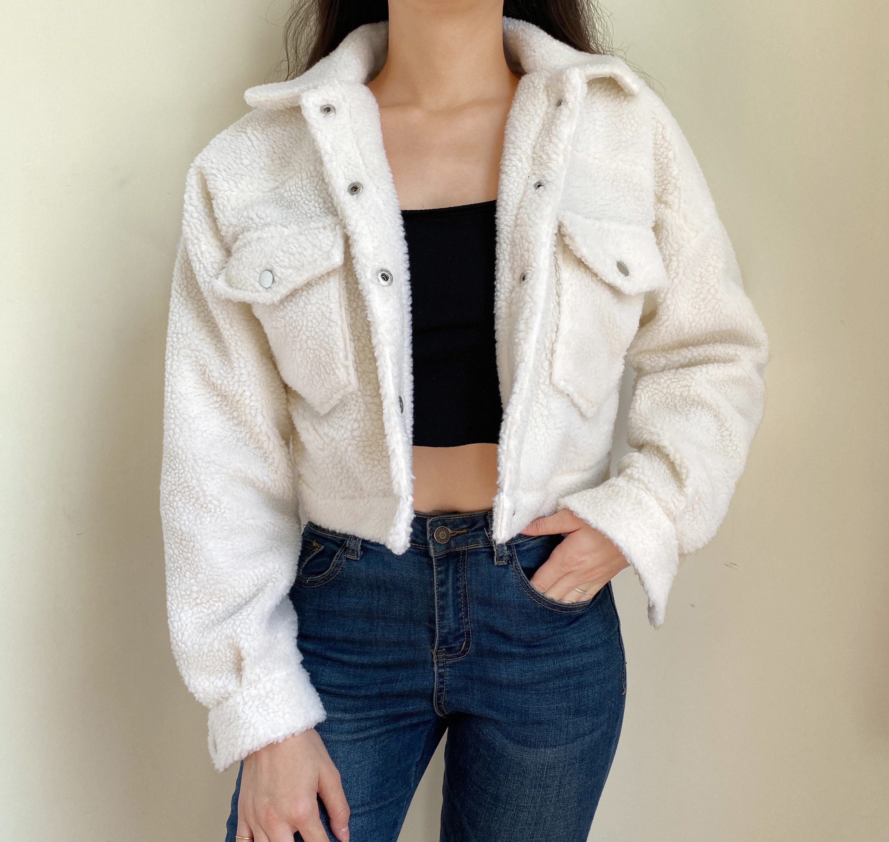 Пальто флисовое женское теплая свободная ветрозащитная верхняя одежда на