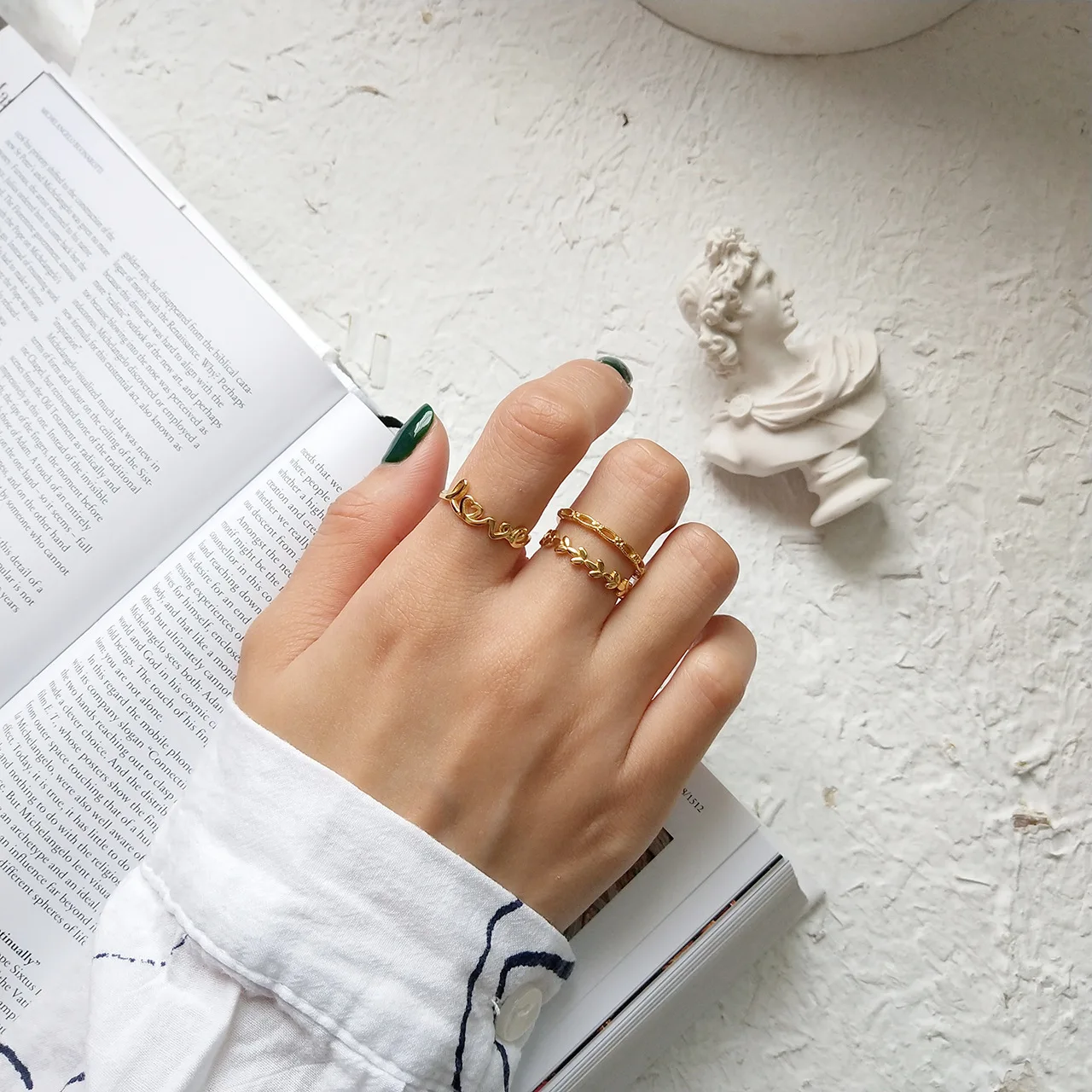 

925 Sterling Silver Korean Version Simple LOVE Leaf Ring Women Small Cute Proposal Party Jewelry Girlfriend Gift