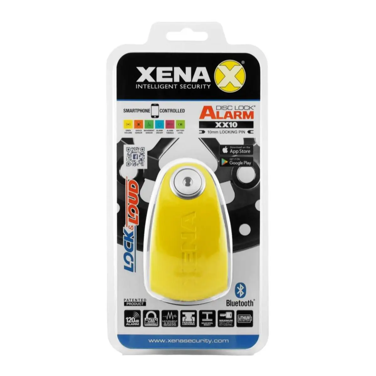 Замок на диск мотоцикла с сиреной Xena XX10 BLE|Защита от кражи| |