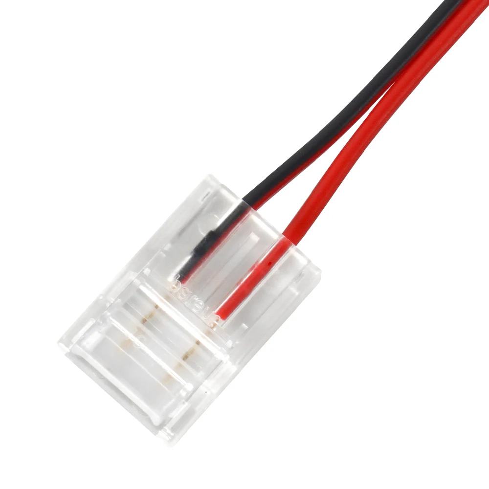 

5Pcs 2 Pin 10mm LED Strip Connectors Single End Transparent Solderless for 3528/5050 10mm Width Ribbon Single Color Adapter