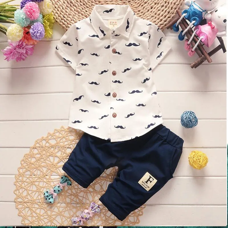 Baby Boys Clothes Sets Toddler Short Sleeve Round Neck T-Shirt + Pants Outfit 2022 Summer Children Casual Cartoon Pattern Suit | Детская