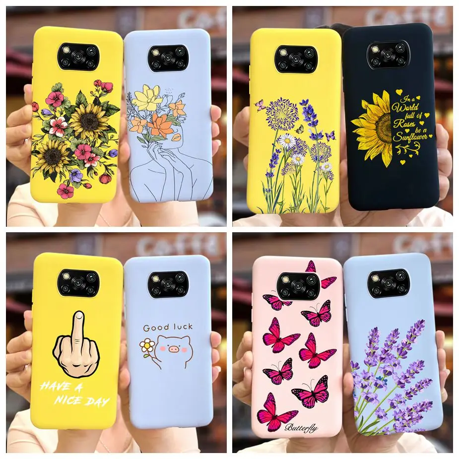 

Чехол PocoX3 Pro для Xiaomi Poco X3, мягкий силиконовый стильный чехол-накладка с Цветочным Рисунком бабочки для телефона Xiaomi Poco X3 NFC Pro, чехол