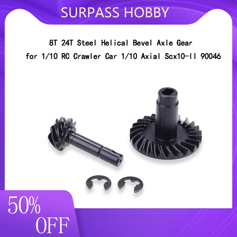 

2021 NEW 8T 24T Steel Helical Bevel Axle Gear for 1/10 RC Crawler Axial SCX10 II 90046 90047 90059 90060 Car Accessories
