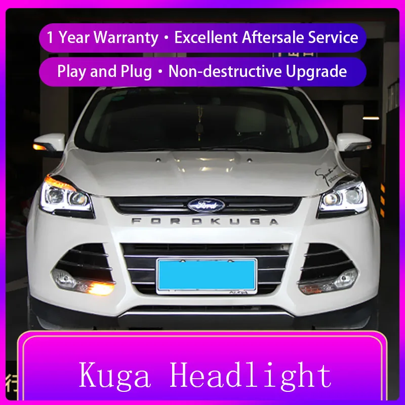 

Для Ford Kuga Escape фары 2013-2015 светодиодный U Стиль фар светодиодный DRL