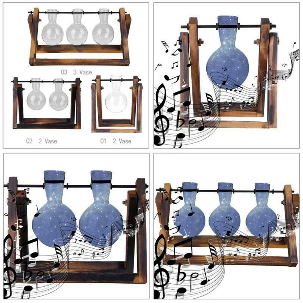 Стеклянная и деревянная ваза плантатор стол для террариума настольный