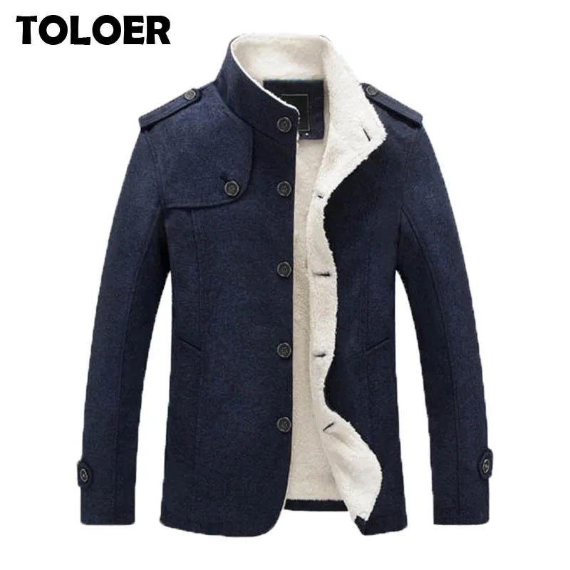 

Winter Men's Coat Fleece Lined Thick Warm Parkas Mens Teddy Woolen Coats Autumn Overcoat Male Wool Blend Jackets Brand Clothing