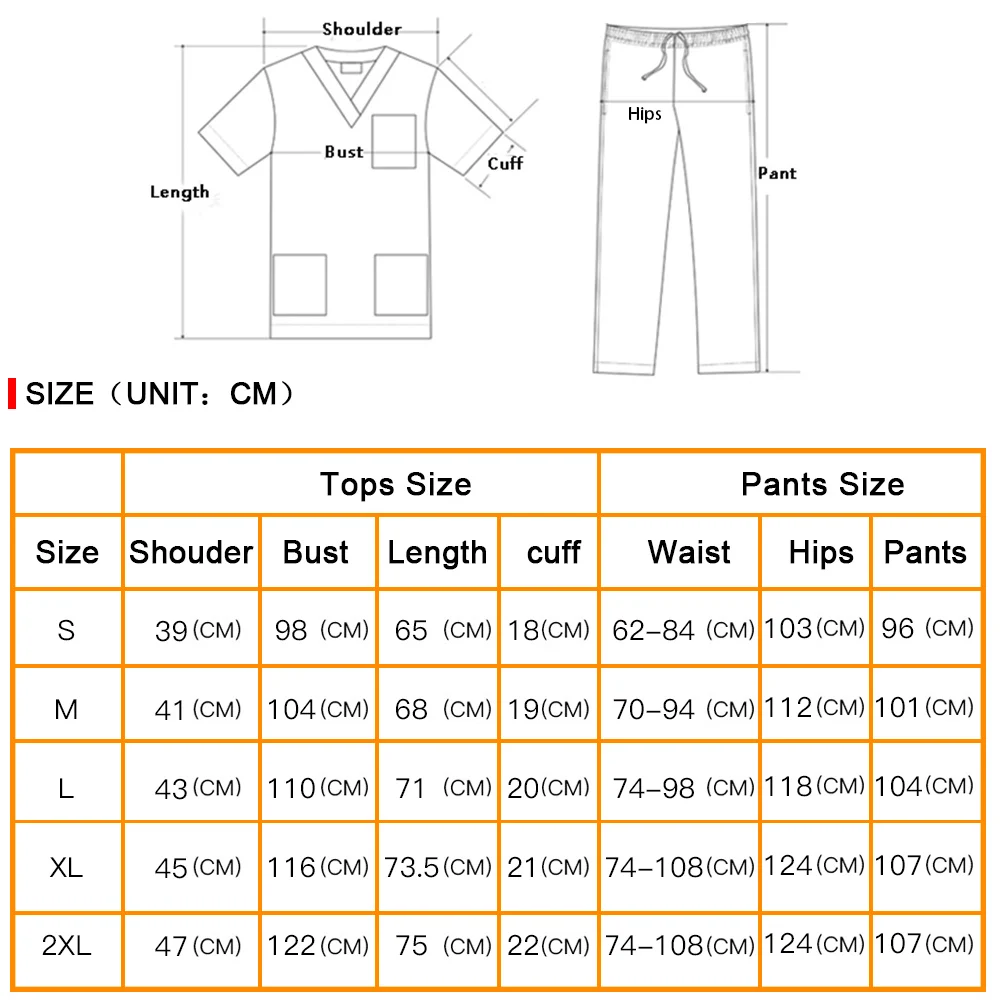 

Unisex short sleeve solid color V-neck nurse hospital staff nursing work clothes dentist work suit beautician scrub uniform new