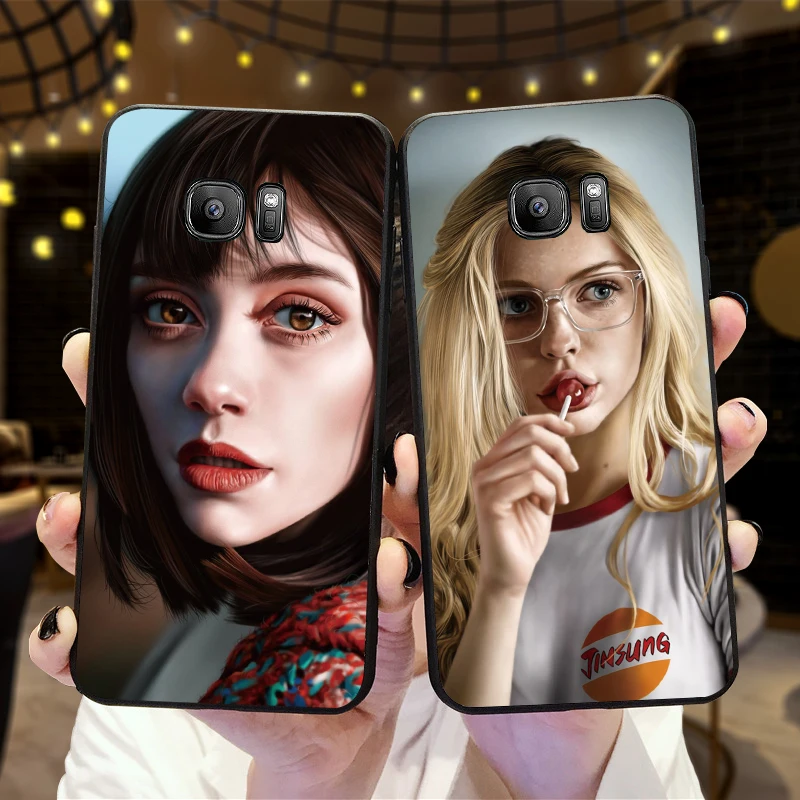 for Samsung A3 A5 A6 A7 A8 A9 A10 A20 A30 A40 A50 A60 Plus Cover pretty girl Silicon Coque Capa | Мобильные телефоны и
