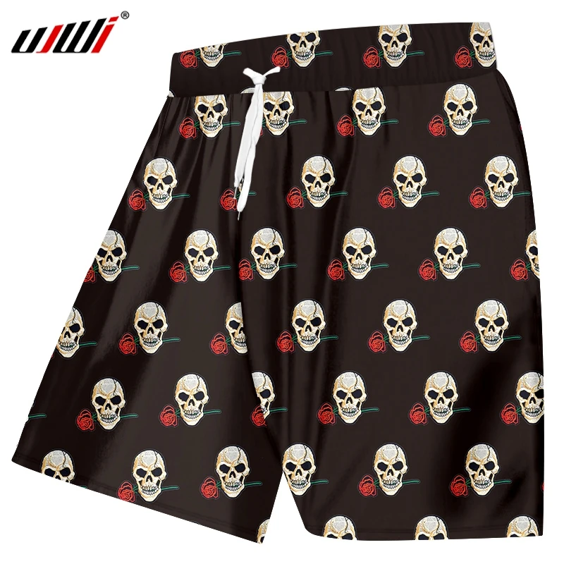 Шорты UJWI мужские пляжные с вышивкой забавные свободные 3D принтом в виде черепа