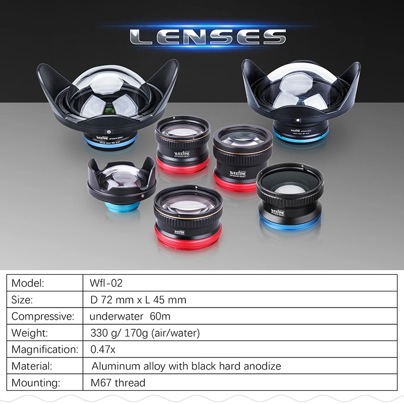Телеконвертер для дайвинга Wfl03 крупным планом Макросъемка влажный объектив M67