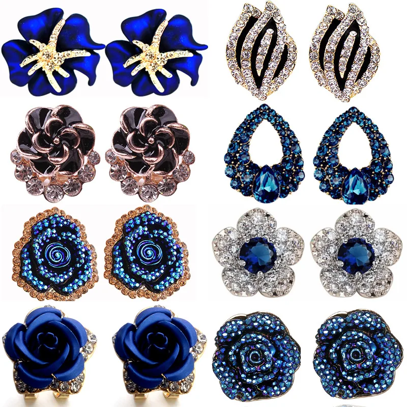 Корейская версия 2021 новые модные серьги с голубыми очаровательными розами