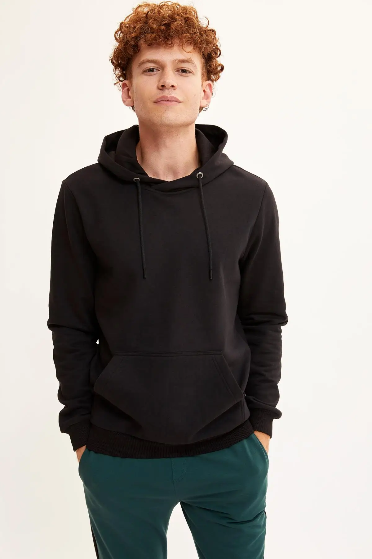 Defacto осенне зимние мужские трикотажные Slim Fit толстовка с капюшоном спортивный
