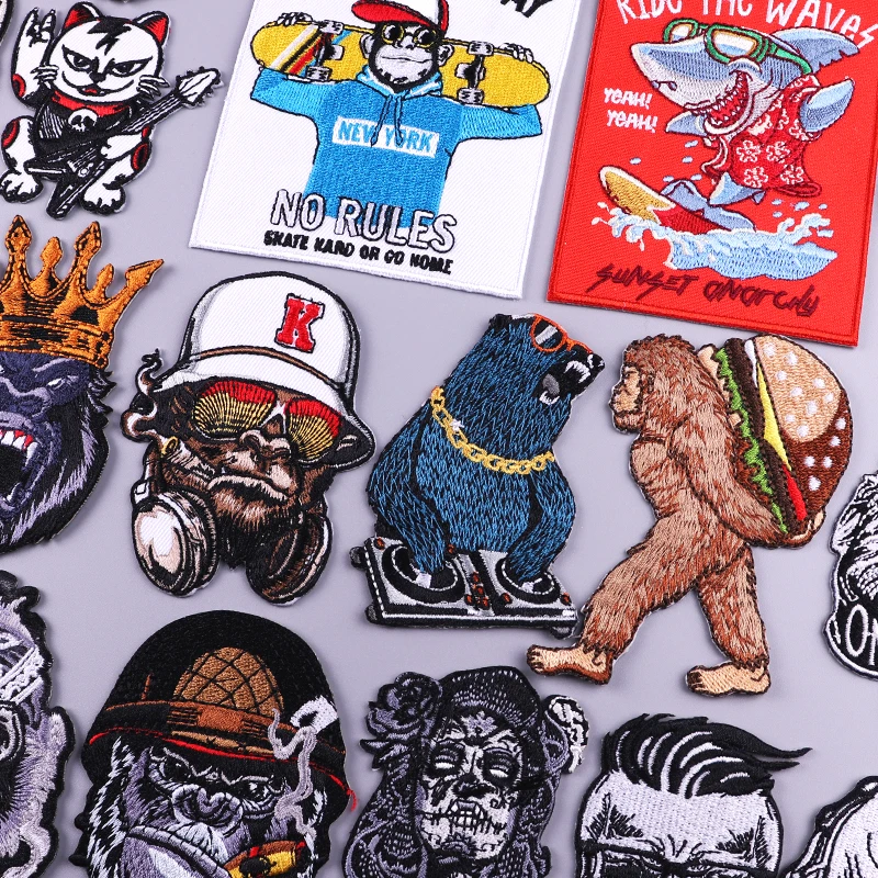 

Rock Patch Iron On Patches On Clothes Stripe Badge Embroidered Patches For Clothing Hippie DIY Thermoadhesive Patch For Clothes