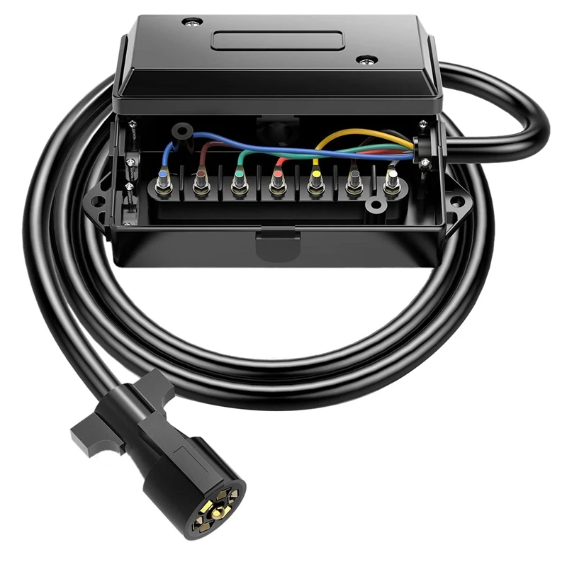 

Сверхмощный 7 способ Разъем Встроенный прицеп шнур с 7 Gang Распределительная коробка-8 футов соединительный кабель прицепа жгут проводов