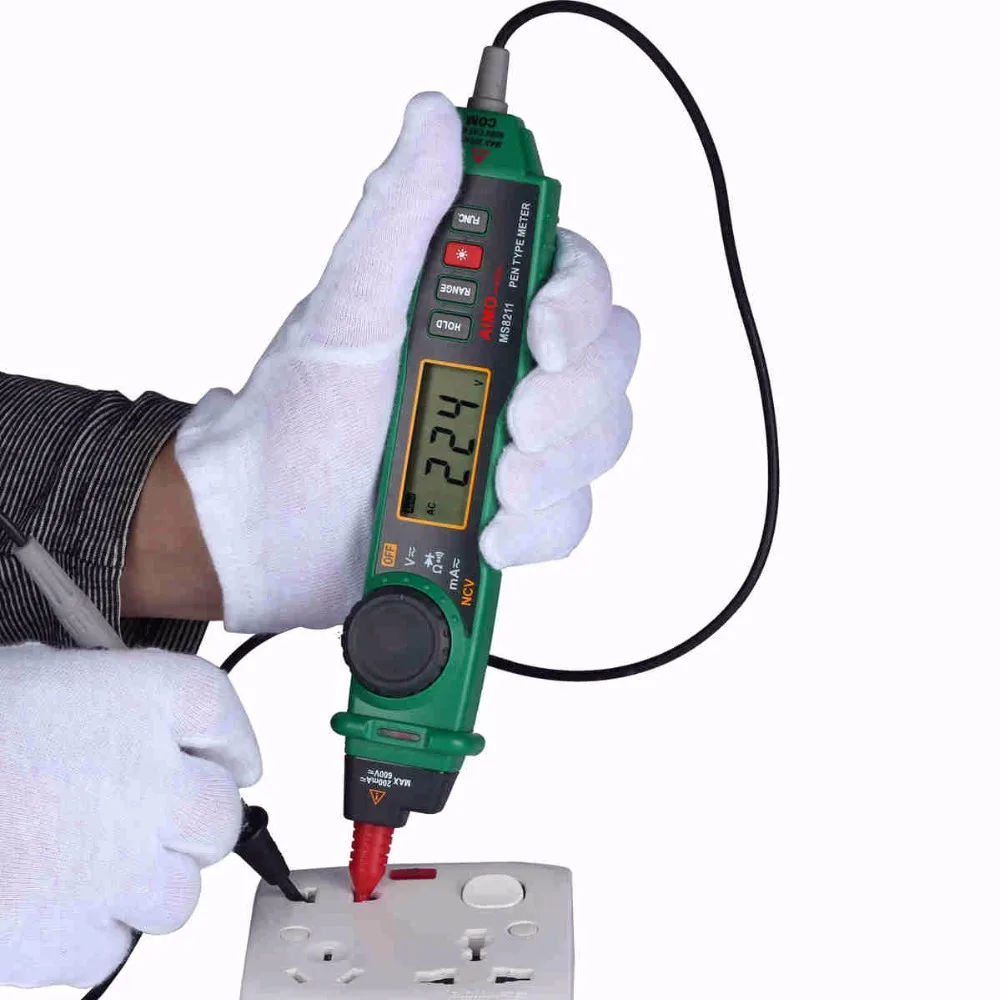 MASTECH MS8211 Бесконтактный цифровой мультиметр ручка-Тип Бесконтактный детектор напряжения переменного тока Автоматический диапазон тестовый зажим