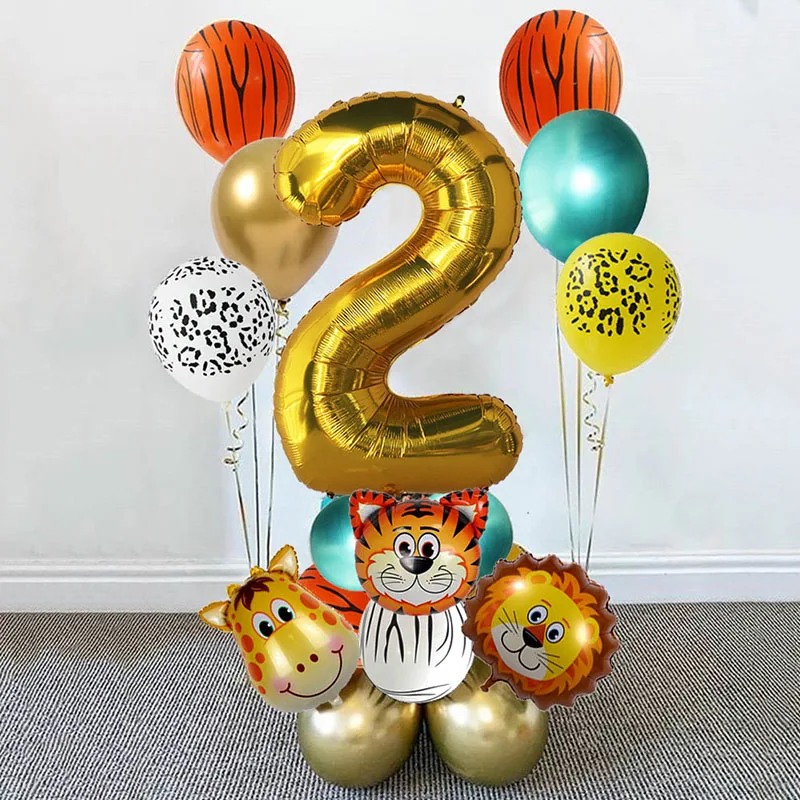 

18pcs Animal balloons Boy Kids 1 2 3 4 5 6 7 8 9 years Birthday Party Decorations Number ballon baby shower Jungle Safari Theme