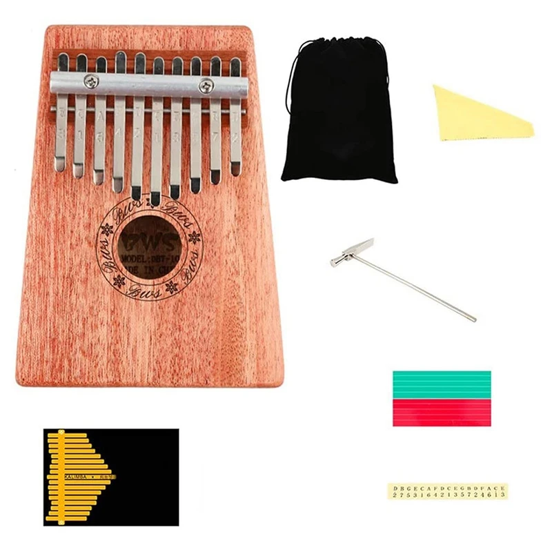 

10-Key Portable Kalimba Thumb Piano Mahogany Keyboard Instrument Tuning Hammer for Adults,Children and Beginners