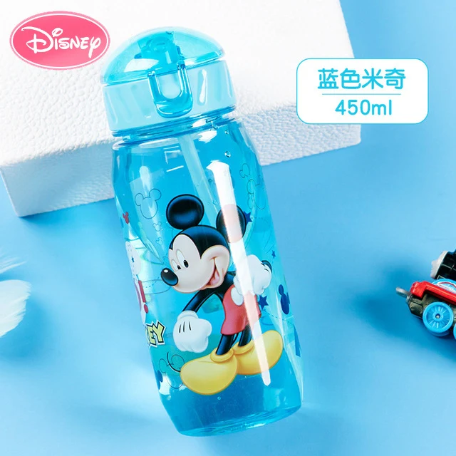 Mickey Дисней мультфильм пластиковая чашка BPA Бесплатно Детские поильники студенческие портативные бутылки для воды прекрасный Тритан материал силиконовая насадка - Цвет: Mickey