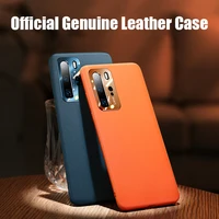 Official Original Genuine Leather Phone Cases for Huawei P40 Pro Plus Luxury Ultra Thin Skin Back Cover HuaweiP40 P40Pro 2020