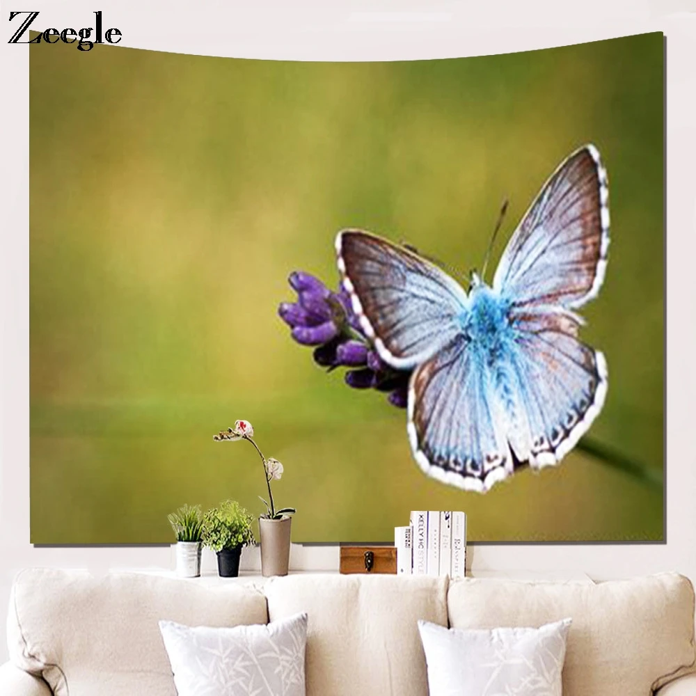 Zeegle бабочка Настенный Гобелен для дома офиса гостиной арт гобелен кровать
