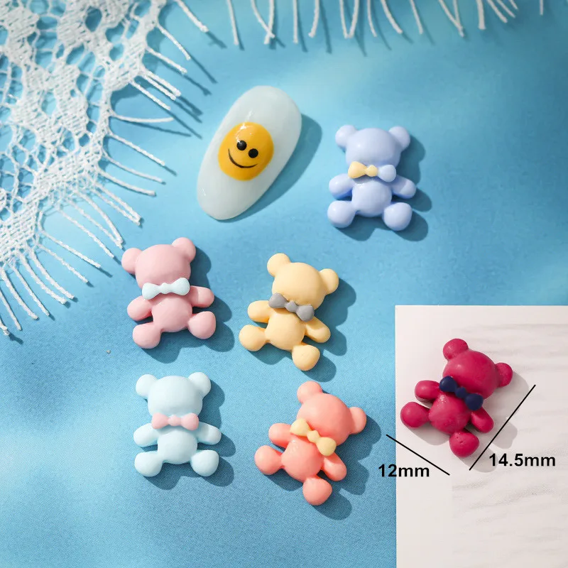 40Pcs Cute Mini Resin Little Bear Ornaments DIY Jewelry Earrings Decor Materials Nail Art Manicure Accessories Frosted 3D Patch - купить по