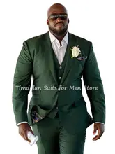 3 pçs jaqueta calças colete feito sob encomenda notch lapela blazer calças conjuntos de ternos masculinos verde escuro festa de casamento vestir casaco + calças + colete (4)