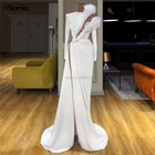 Арабское сексуальное вечернее платье с высоким разрезом сбоку 2020 Vestidos длинное плиссированное платье для выпускного вечера Русалка кафтаны Дубай пышное платье Robe De Soire