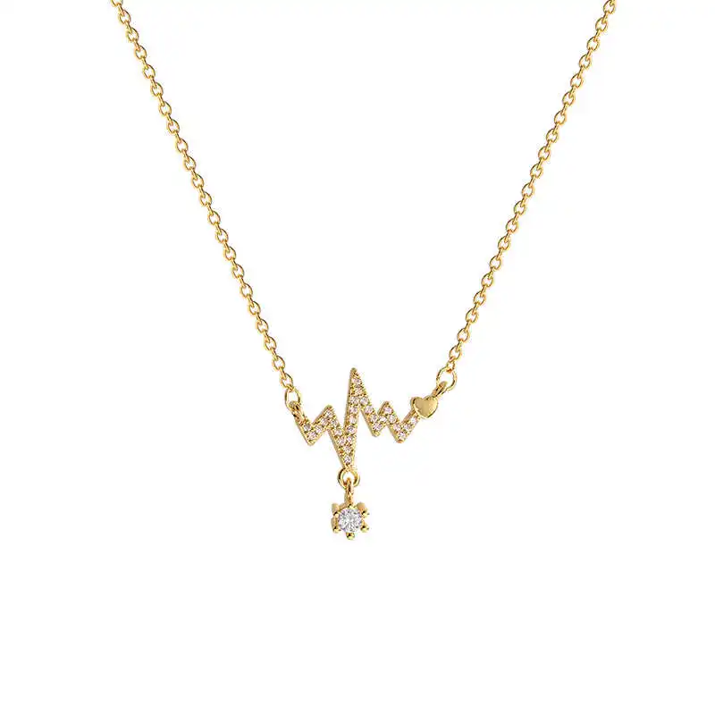 

Jewelry Gift Luxury Korean Fashion Ecg Titanium Steel Fashion Inlaid Zircon Clavicle Chain Party Trendy Statement for Girls