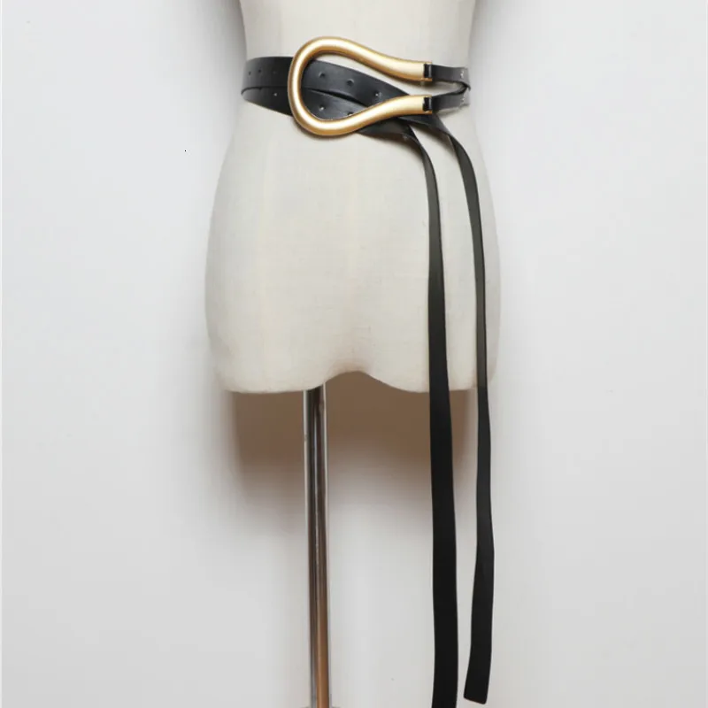 Модный ремень из искусственной кожи с металлической пряжкой и двумя широкими