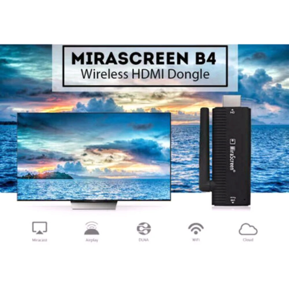 MiraScreen B4 беспроводной 2,4 ГГц HDMI ключ Full 1080P HD ТВ-карта Miracast DLNA Airplay для Android с внешней WiFi антенной