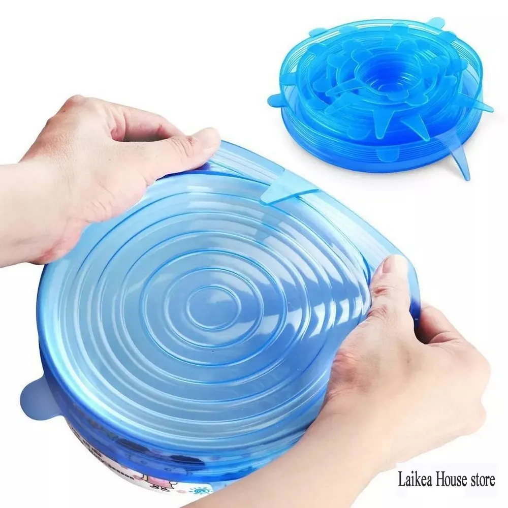 

6PCS Silicone Stretch Lids Universal Lid Bowl Pot Lid Cover Pan Cooking Food Fresh Cover Household Cooking Kitchen Accessories
