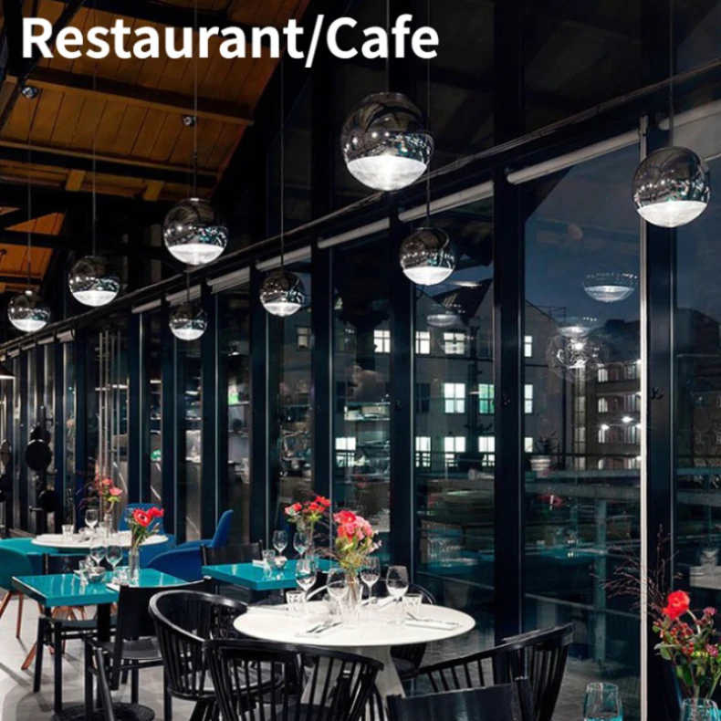 Стеклянные подвесные светильники в скандинавском стиле с зеркальным шариком