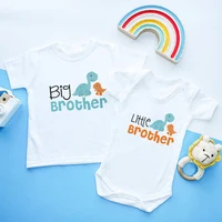big brother little brother family matching outfits clothes dinosaur print kids cute t shirt baby rompers funny t shirt boys tops