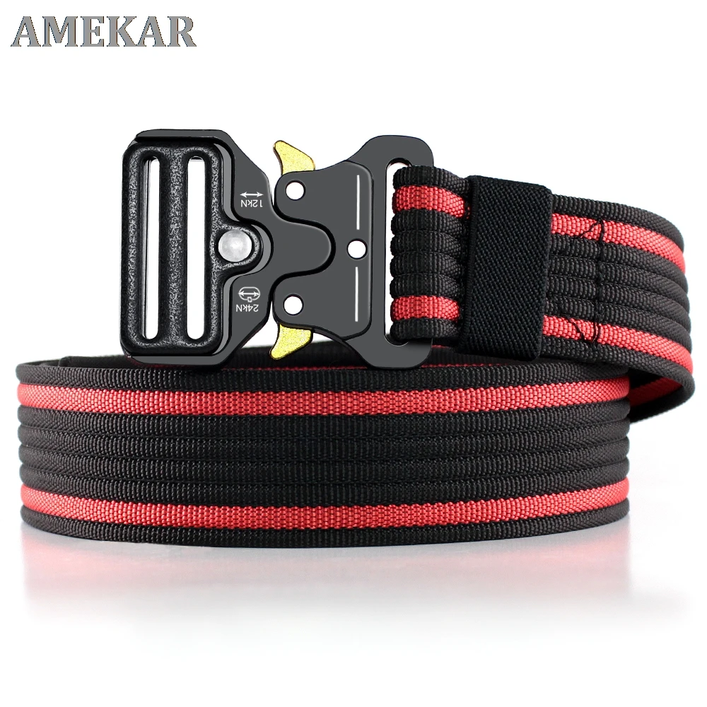 

JACNAIP Men's tactical military belts Heavy Duty army Adjustable Nylon belt Outdoor Police Metal Buckle belt 125/135CM/Wide 3.8